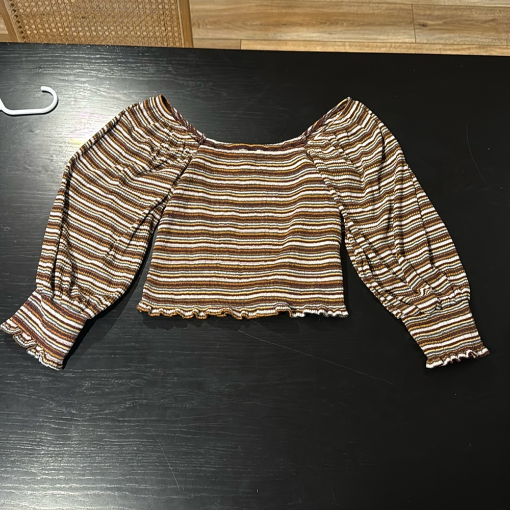 Anthropologie Smocked Striped Women’s blouse size Small